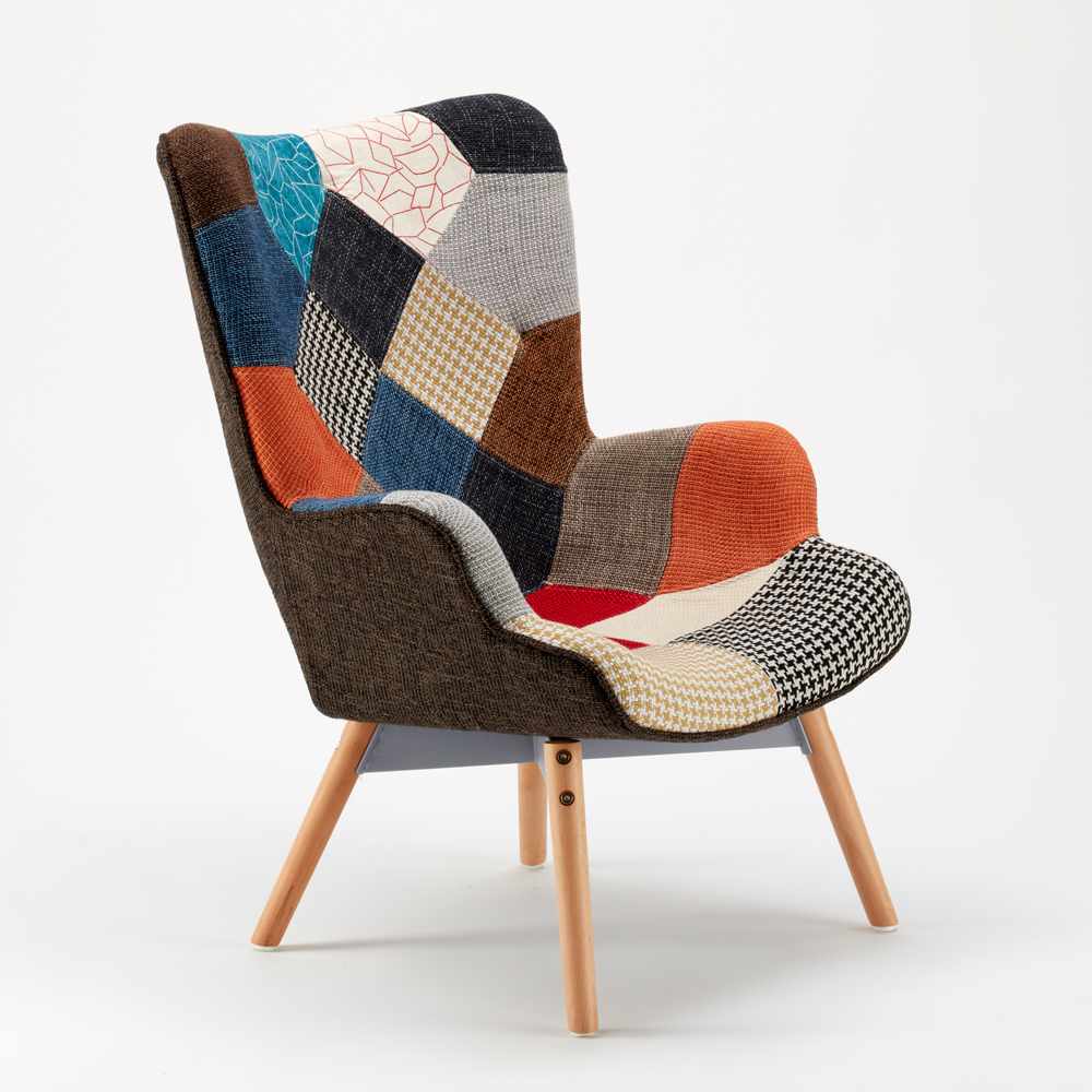 Sofa Chair Patchwork Scandinavian Padded Living Offices Patchy