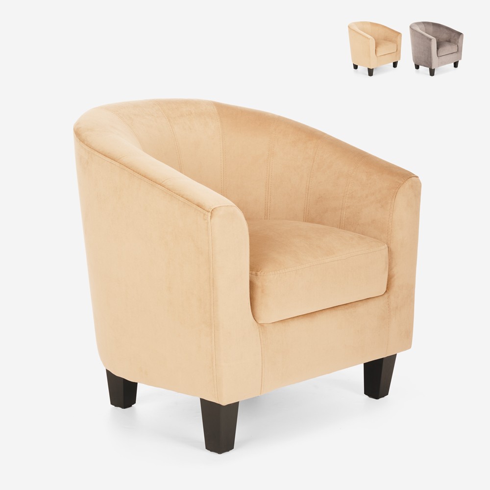 Armchair in velvet modern design living room office Seashell Lux