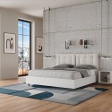 Double storage bed 160x190cm wood cushions Egos Annalisa Cheap