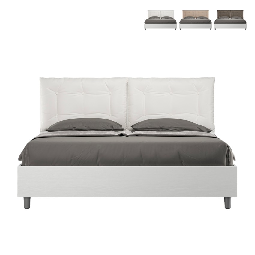 Double storage bed 160x190cm wood cushions Egos Annalisa Measures