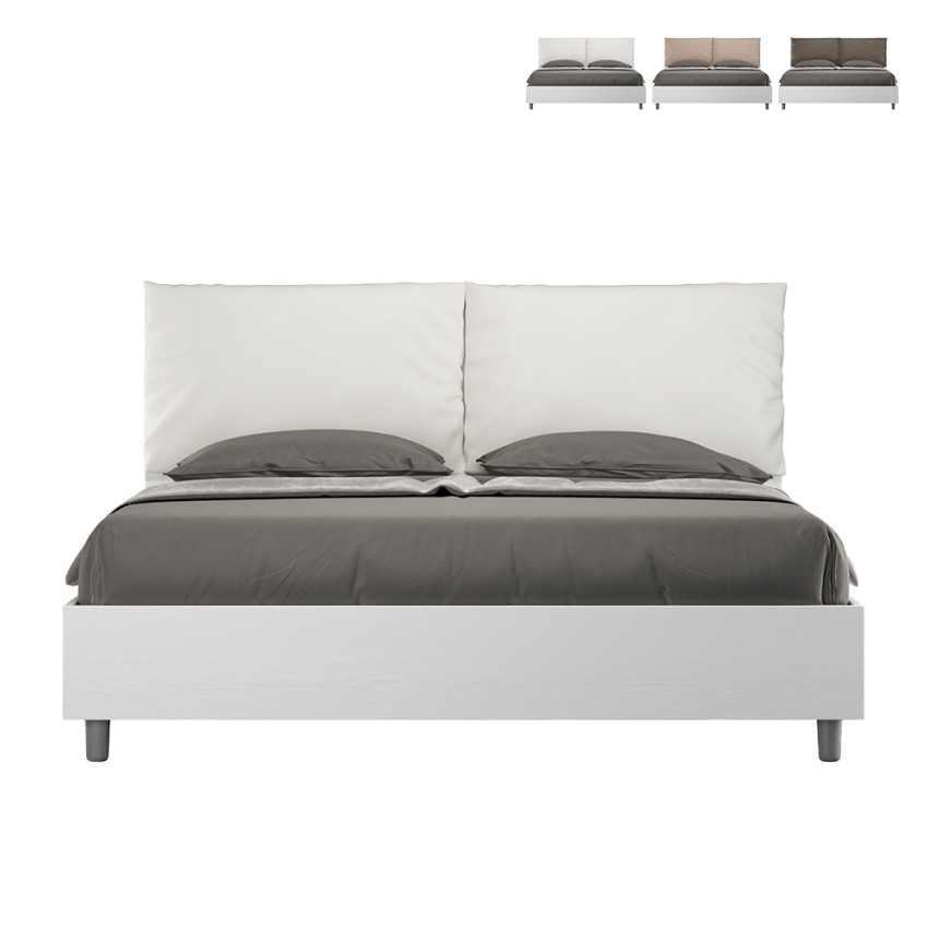 Wooden double container bed 160x190cm Egos Antea cushions Measures