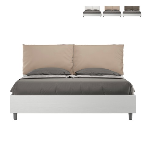 Wooden double container bed 160x190cm Egos Antea cushions Promotion