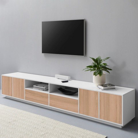 Modern design living room TV cabinet 260cm white wood Breid Wood