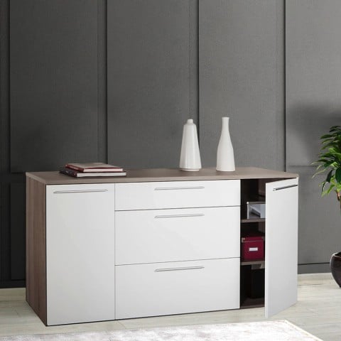 Sideboard modern design white and oak wood for living room kitchen Talea