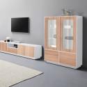 High living room sideboard with display case 100cm white Syfe Wood Catalog
