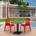 AIA Set Made of a 70x70cm Black Square Table and 2 Colourful Gruvyer Chairs 