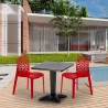 AIA Set Made of a 70x70cm Black Square Table and 2 Colourful Gruvyer Chairs 