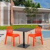 KIWI Set Made of a 70x70cm Black Square Table and 2 Colourful Gruvyer Chairs Cost