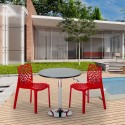 Cosmopolitan Set Made of a 70x70cm Black Round Table and 2 Colourful Gruvyer Chairs Cost