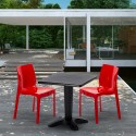 AIA Set Made of a 70x70cm Black Square Table and 2 Colourful Ice Chairs Characteristics
