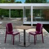 Kiss Set Made of a 60x60cm Wooden Square Table and 2 Colourful Ice Chairs Characteristics