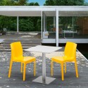 HAZELNut Set Made of a 60x60cm White Square Table and 2 Colourful Ice Chairs Characteristics