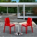 Cosmopolitan Set Made of a 70x70cm Black Round Table and 2 Colourful Ice Chairs Characteristics