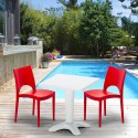 PATIO Set Made of a 70x70cm White Square Table and 2 Colourful Paris Chairs Choice Of