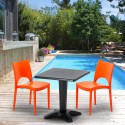 AIA Set Made of a 70x70cm Black Square Table and 2 Colourful Paris Chairs Choice Of