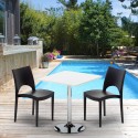 Cocktail Set Made of a 70x70cm White Square Table with Steel Pedestal Base and 2 Colourful Paris Chairs Choice Of