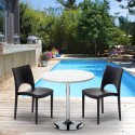 Long Island Set Made of a 70x70cm White Round Table with Steel Pedestal Base and 2 Colourful Paris Chairs Choice Of
