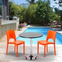 Cosmopolitan Set Made of a 70x70cm Black Round Table and 2 Colourful Paris Chairs Choice Of