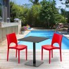 KIWI Set Made of a 70x70cm Black Square Table and 2 Colourful Paris Chairs Choice Of