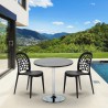 Cosmopolitan Set Made of a 70cm Black Round Table and 2 Colourful WEDDING Chairs Model