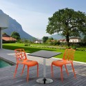 Mojito Set Made of a 70x70cm Black Square Table and 2 Colourful Gelateria Chairs Model