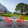Cosmopolitan Set Made of a 70cm Black Round Table and 2 Colourful Gelateria Chairs Choice Of