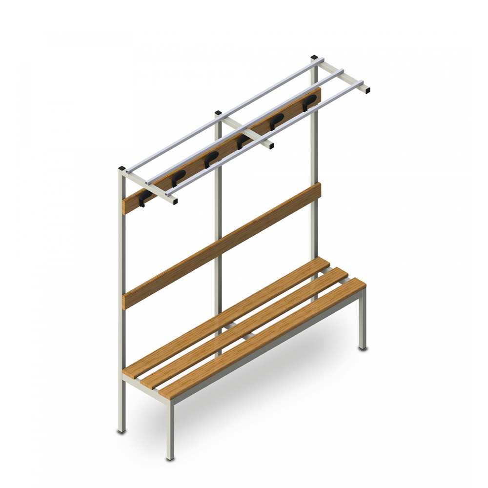 Locker Room Bench 150x39x184cm with Coat Hooks Upper M