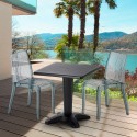 BALCONY Set Made of a 70x70cm Black Square Table and 2 Colourful Transparent Dune Chairs Offers