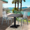 BALCONY Set Made of a 70x70cm Black Square Table and 2 Colourful Transparent Dune Chairs Offers