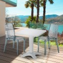TERRace Set Made of a 70x70cm White Square Table and 2 Colourful Transparent Dune Chairs Offers