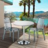 Silver Set Made of a 70x70cm White Round Table and 2 Colourful Transparent Dune Chairs Offers