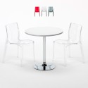 Spectre Set Made of a 70x70cm White Round Table and 2 Colourful Transparent Femme Fatale Chairs Offers