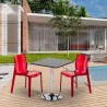 PHANTOM Set Made of a 70x70cm Black Square Table and 2 Colourful Transparent Femme Fatale Chairs Sale