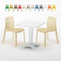 PATIO Set Made of a 70x70cm White Square Table and 2 Colourful Gruvyer Chairs Price