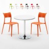 Long Island Set Made of a 70cm White Round Table and 2 Colourful Parisienne Chairs On Sale