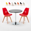 Cosmopolitan Set Made of a 70cm Black Round Table and 2 Colourful Nordica Chairs Bulk Discounts