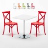 Cocktail Set Made of a 70x70cm White Square Table and 2 Colourful Vintage Chairs Sale
