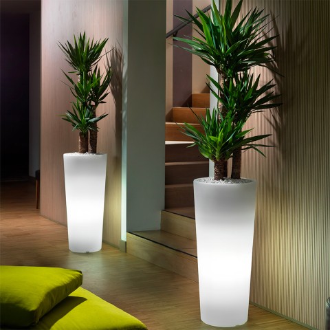 RGB LED lighted tall round planter box garden terrace Genesis Promotion