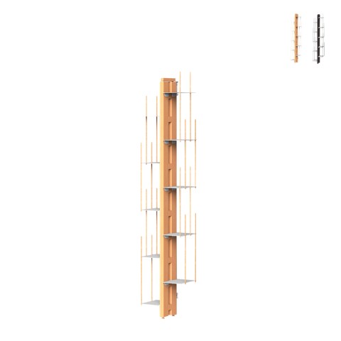Vertical wall bookcase h150cm in wood 10 shelves Zia Veronica WMH