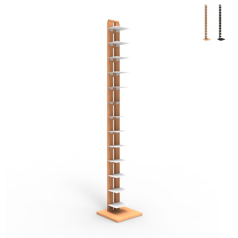 Upright wooden bookcase h195cm 13 shelves Zia Ortensia H Promotion