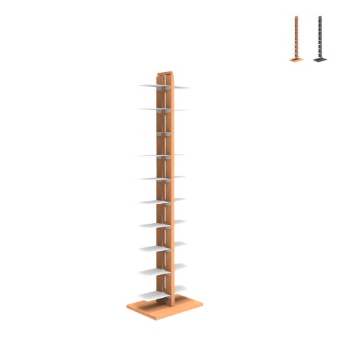 Space-saving vertical column bookcase h150cm 20 shelves Zia Bice MH