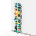 Wall-mounted bookcase h195cm double-sided wooden bookcase 26 shelves Zia Bice WH Model