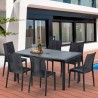 Enjoy Set Made of a 150x90cm Black Rectangular Table and 6 Colourful Chairs 