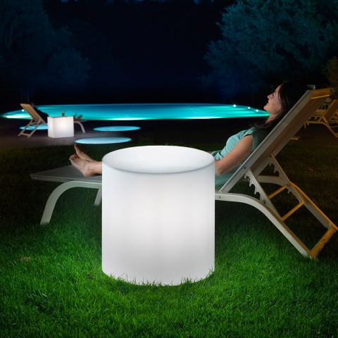 Low luminous outdoor coffee table with round pouf 45cm Home Fitting