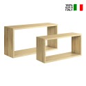 Set of 2 wall-mounted rectangular cube shelves modern Bislungo 