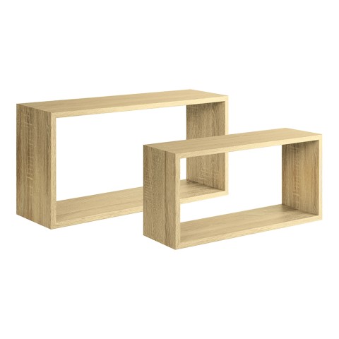 Set of 2 wall-mounted rectangular cube shelves modern Bislungo Promotion