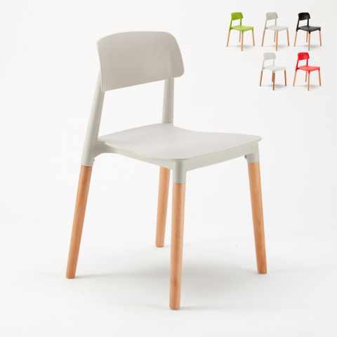 Stock 20 Chairs Bar Polypropylene And Wood Modern Design Barcellona Promotion