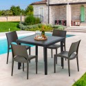 PASSION Set Made of a 90x90cm Black Square Table and 4 Colourful Paris Chairs Choice Of