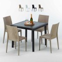 PASSION Set Made of a 90x90cm Black Square Table and 4 Colourful Bistrot Chairs On Sale
