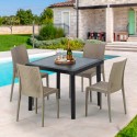 PASSION Set Made of a 90x90cm Black Square Table and 4 Colourful Bistrot Chairs Discounts